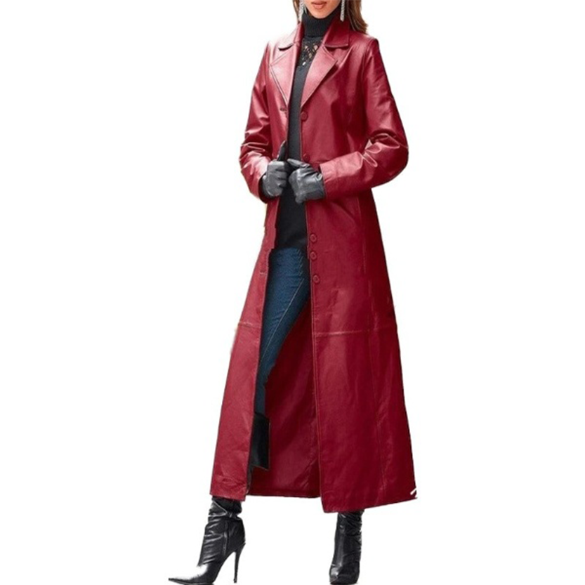 Funki Findz | Jackets | Women's Long Faux Leather Trench Coat