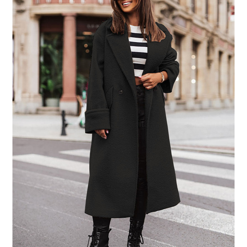 Funki Findz | Jackets | Women's Long Suit Collar Woolen Overcoat
