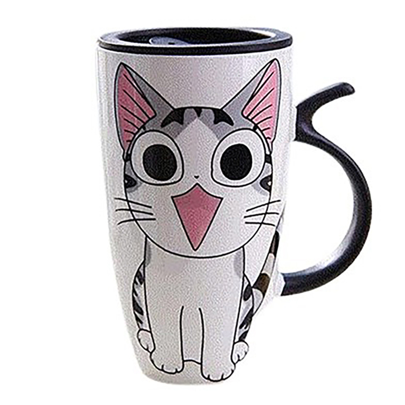 Funki Findz | Mugs | Large Ceramics Cat Mug | Spoon Lid | 20oz