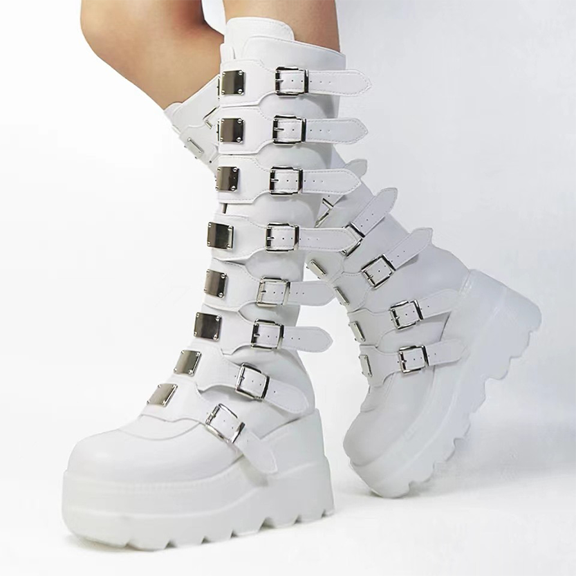 Funki Findz | Boots | Women's Punk Buckle Strap Platform Boots