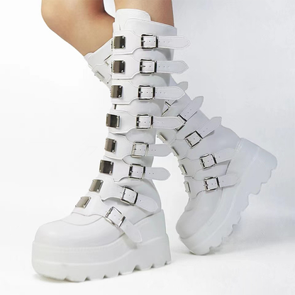 Funki Findz | Boots | Women's Punk Buckle Strap Platform Boots