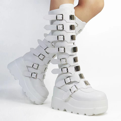 Funki Findz | Boots | Women's Punk Buckle Strap Platform Boots