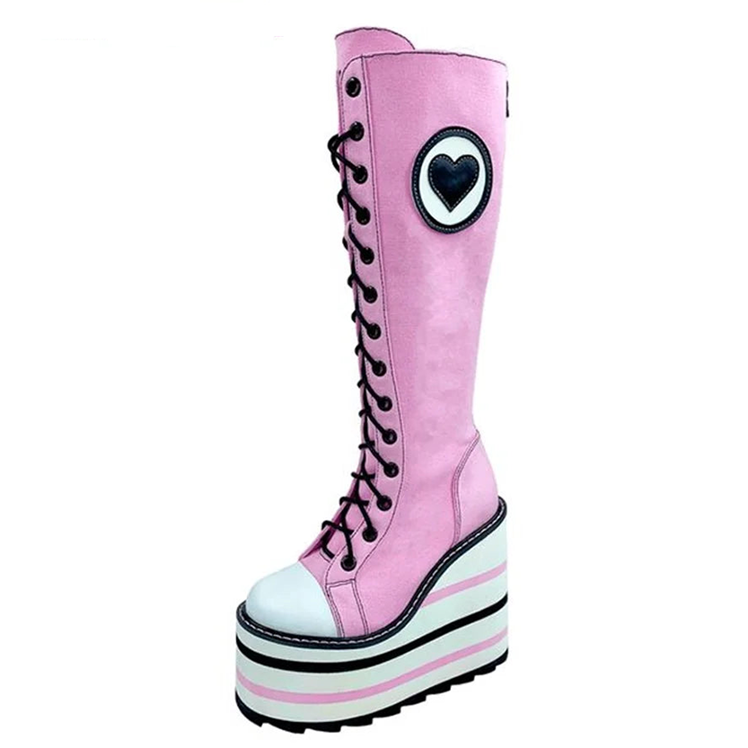 Funki Findz | Boots | Women's Canvas Platform Wedge Sneakers