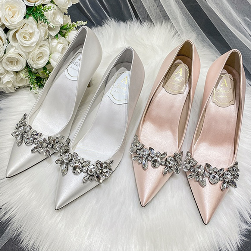 Funki Findz | Shoes | Women's Satin Crystal Wedding Pumps