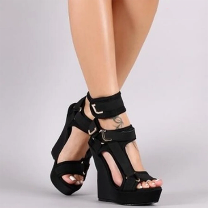 Funki Findz | Shoes | Women's High Buckle Strap Wedge Sandal