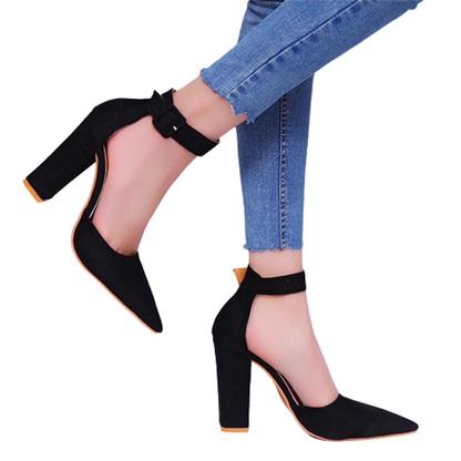 Funki Findz | Shoes | Women's High Block Heel Flock Party Shoe