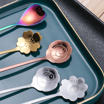 Funki Findz | Spoons |  Flower Spoons | Long Handle Spoons 4Pc