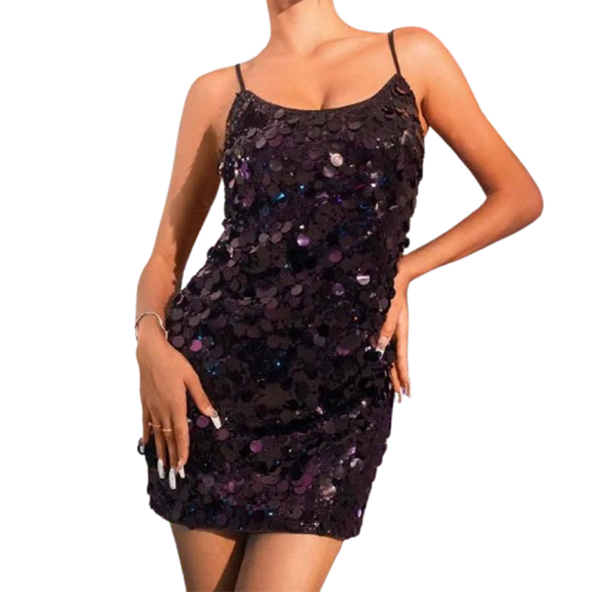 Funki Findz | Dresses | Women's Sparkly Sequin Sling Mini Dress