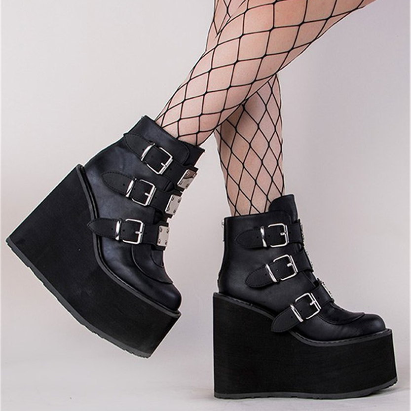 Funki Findz | Boots | Women's Gothic Platform Ankle Wedge Boot