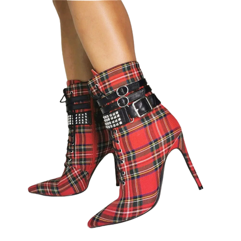 Funki Findz | Boots | Women's High Plaid Platform Ankle Boots