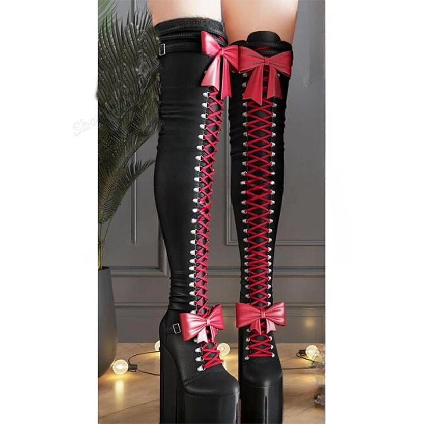 Funki Findz | Boots | Women's Over Knee Butterfly Bow Boots