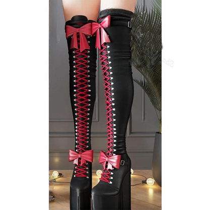 Funki Findz | Boots | Women's Over Knee Butterfly Bow Boots
