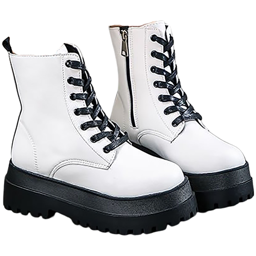 Funki Findz | Boots | Women's White Platform Ankle Boots