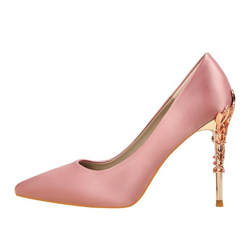 Funki Findz | Shoes | Women's Silk Stilettos | Metal Carved Heels