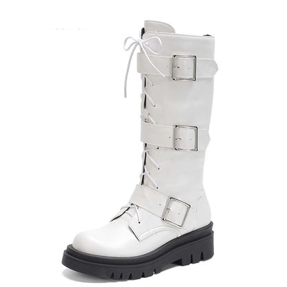Funki Findz | Boots | Women's Punk Buckle Strap Wedge Boots