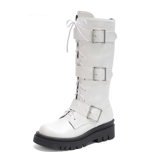 Funki Findz | Boots | Women's Punk Buckle Strap Wedge Boots