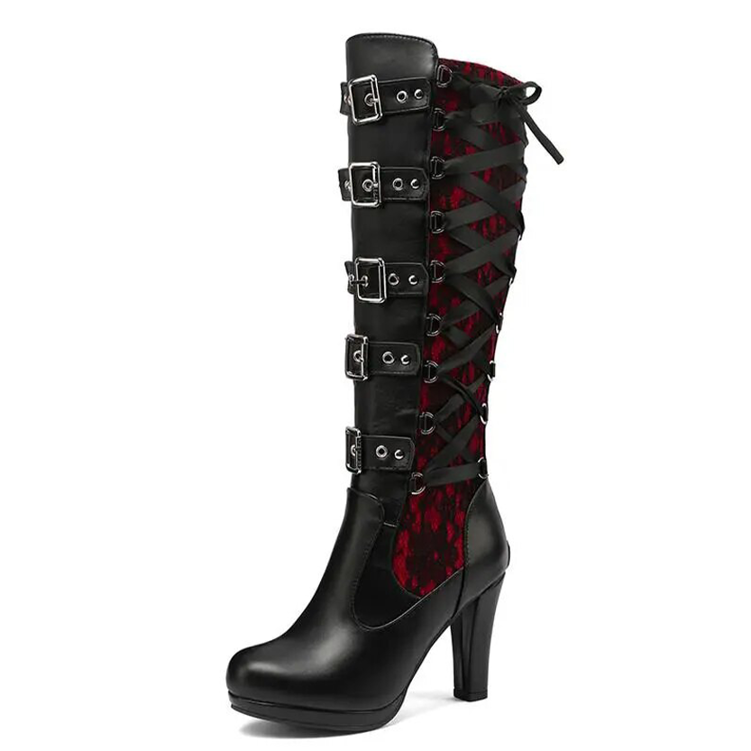 Funki Findz | Boots | Women's Ribbon Lace Up Platform Boots