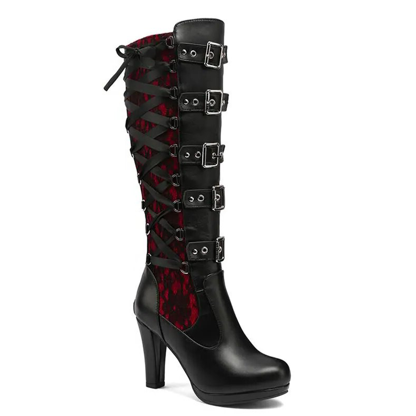 Funki Findz | Boots | Women's Ribbon Lace Up Platform Boots