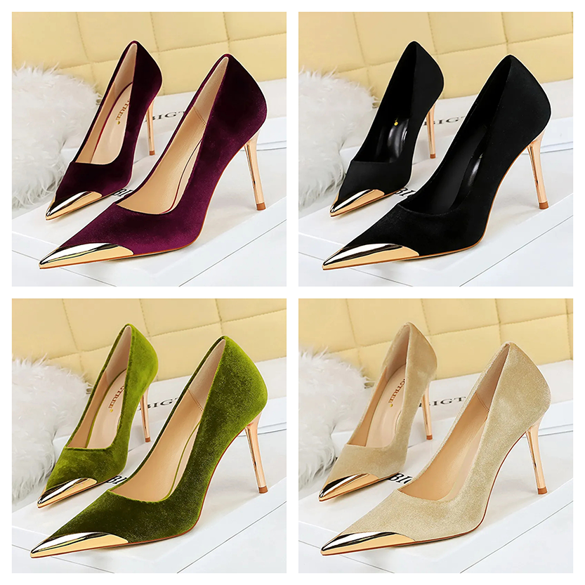 Funki Findz | Shoes | Women's Velvet Stilettos Metal Toe Heel