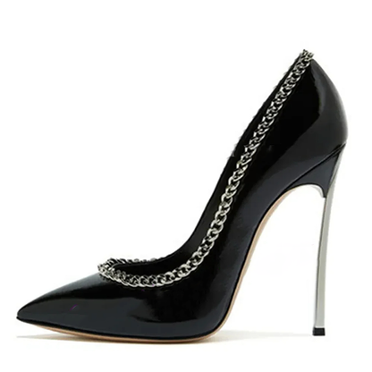 Funki Findz | Shoes | Women's Metal Heel Chain Design Stilettos