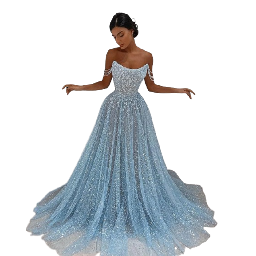 Funki Findz | Dresses | Women's Sequin Tulle Long Prom Dress