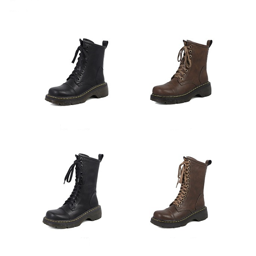 Funki Findz | Boots | Women's Brown Lace Up Calf Combat Boot