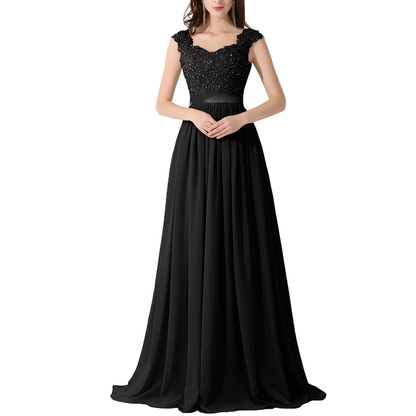 Funki Findz | Dresses | Women's Long Chiffon Satin Lace Dress