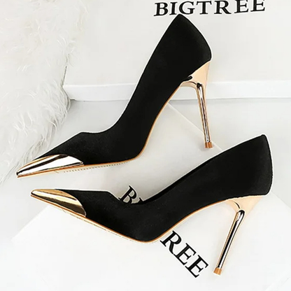 Funki Findz | Shoes | Women's Velvet Stilettos Metal Toe Heel