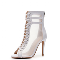 Funki Findz | Boots | Women's Fine Mesh Peep Toe Stiletto Boots
