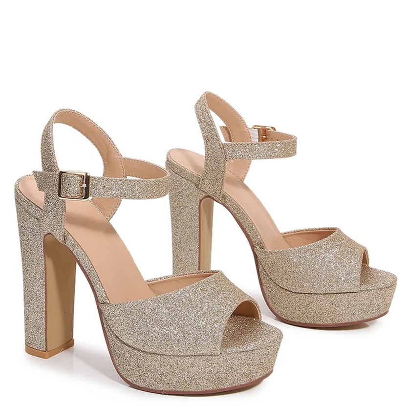 Funki Findz | Shoes | Women's Block Heel Sequin Party Sandal