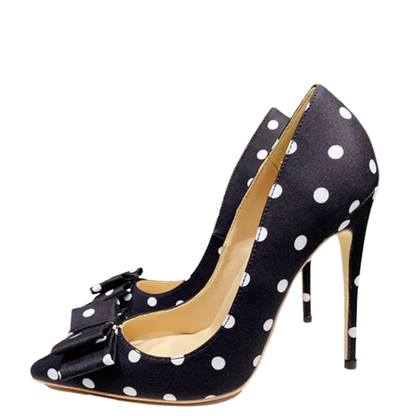 Funki Findz | Shoes | Women's Polka Dot Bowknot Satin Stilettos