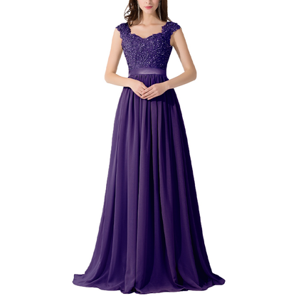 Funki Findz | Dresses | Women's Long Chiffon Satin Lace Dress