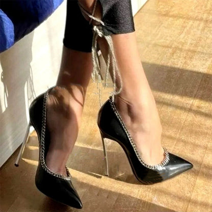 Funki Findz | Shoes | Women's Metal Heel Chain Design Stilettos