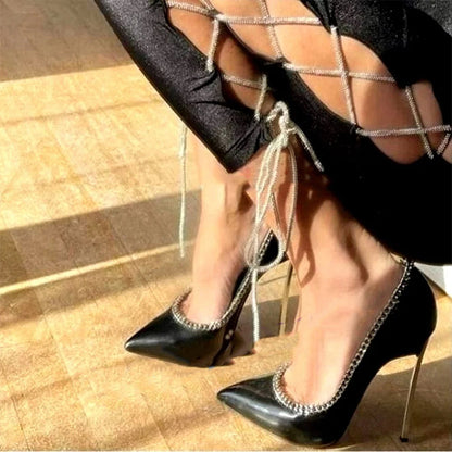 Funki Findz | Shoes | Women's Metal Heel Chain Design Stilettos