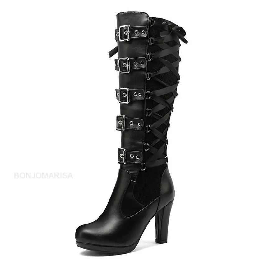 Funki Findz | Boots | Women's Ribbon Lace Up Platform Boots