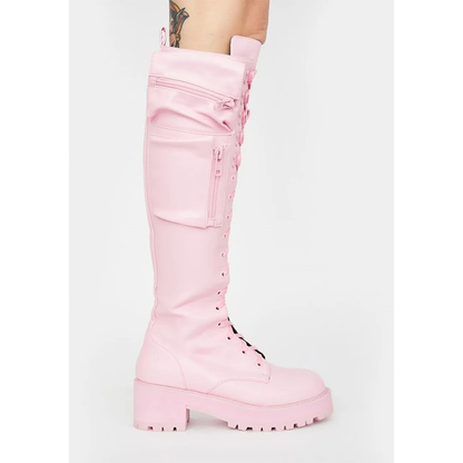 Funki Findz | Boots | Women's Knee High Goth Zip Pouch Boots