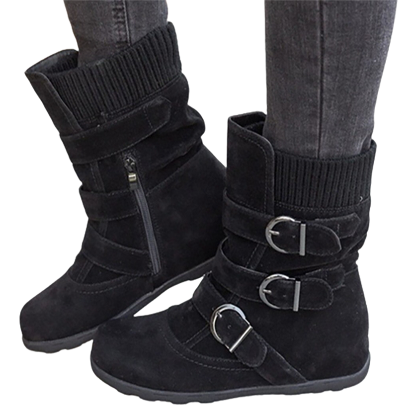 Funki Findz | Boots | Women's Buckled Suede Snow Ankle Boots