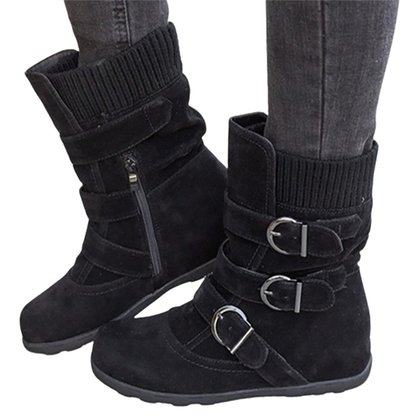 Funki Findz | Boots | Women's Buckled Suede Snow Ankle Boots