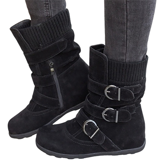Funki Findz | Boots | Women's Buckled Suede Snow Ankle Boots