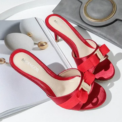 Funki Findz | Shoes | Women's Satin Bow Low Heel Bridal Slides