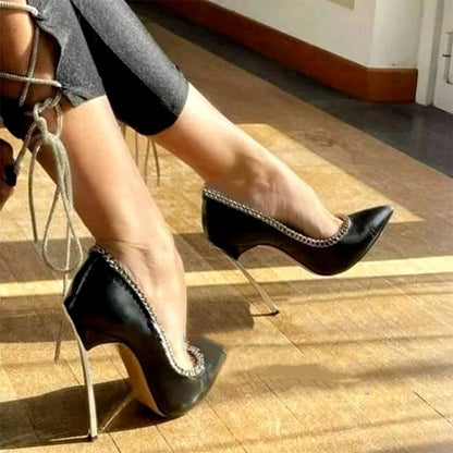 Funki Findz | Shoes | Women's Metal Heel Chain Design Stilettos