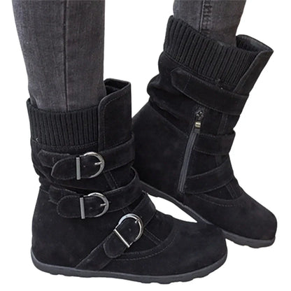 Funki Findz | Boots | Women's Buckled Suede Snow Ankle Boots