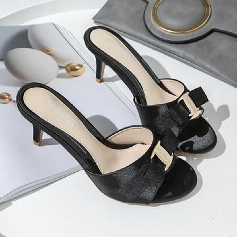 Funki Findz | Shoes | Women's Satin Bow Low Heel Bridal Slides