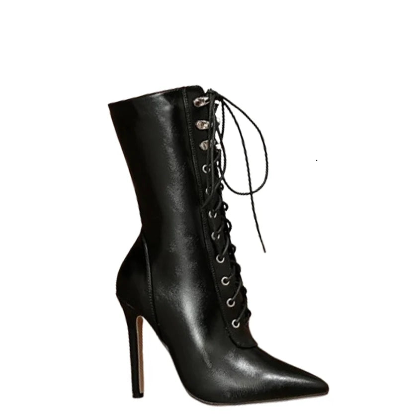 Funki Findz | Boots | Women's Lace Up Stiletto Chelsea Boots