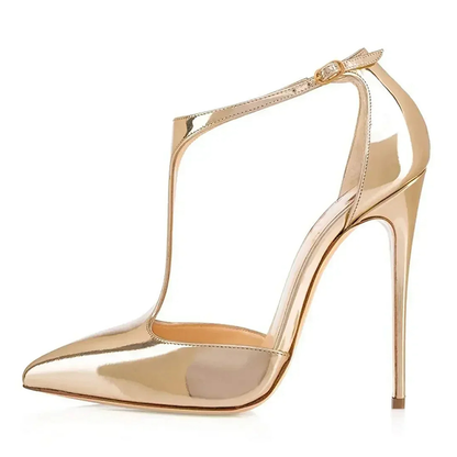 Funki Findz | Shoes | Women's Patent High Heel T-Strap Stilettos