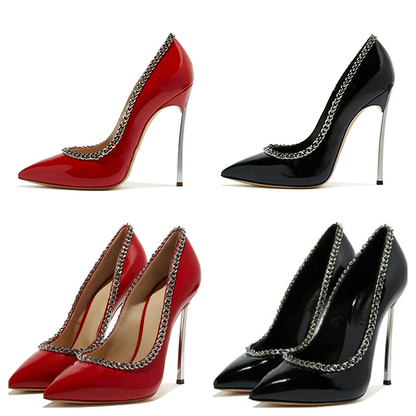 Funki Findz | Shoes | Women's Metal Heel Chain Design Stilettos