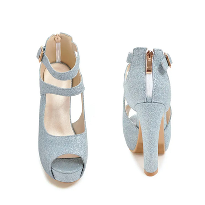 Funki Findz | Shoes | Women's Sequin Peep Toe Platform Sandal