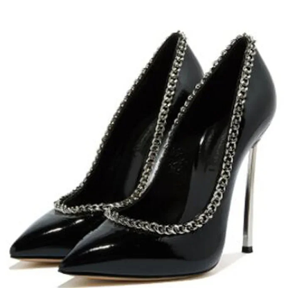Funki Findz | Shoes | Women's Metal Heel Chain Design Stilettos