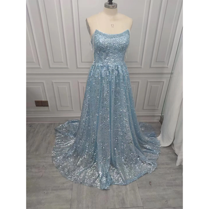 Funki Findz | Dresses | Women's Sequin Tulle Long Prom Dress