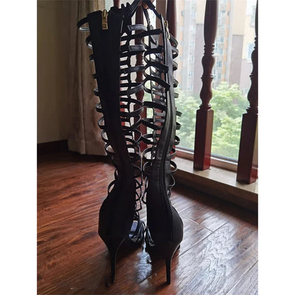 Funki Findz | Boots | Women's Roman Gladiator Lace Up Stilettos